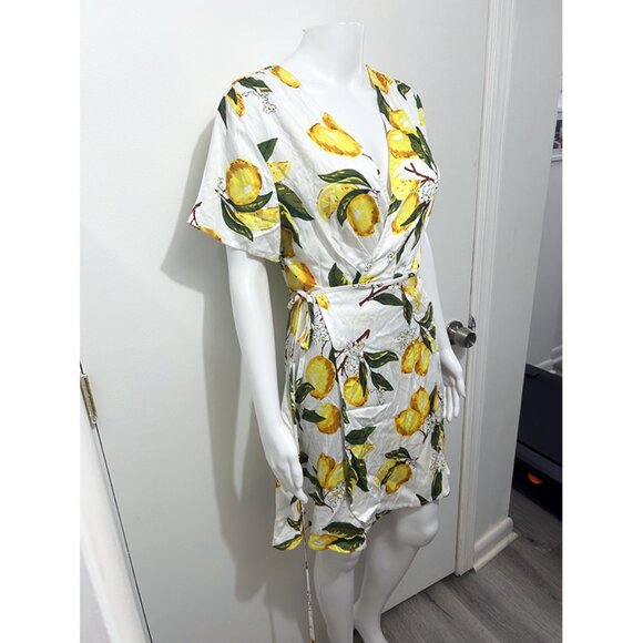 Lulus Lemon Print Wrap Dress, Size M, New with Tags! - Picture 8 of 12
